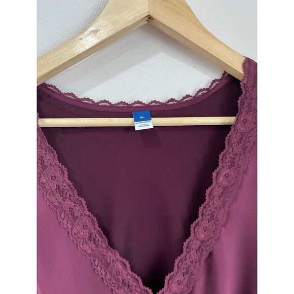 Old Navy Cherry Wine Lace Trim Maxi Slip Dress XL Sleeveless - Picture 4 of 5